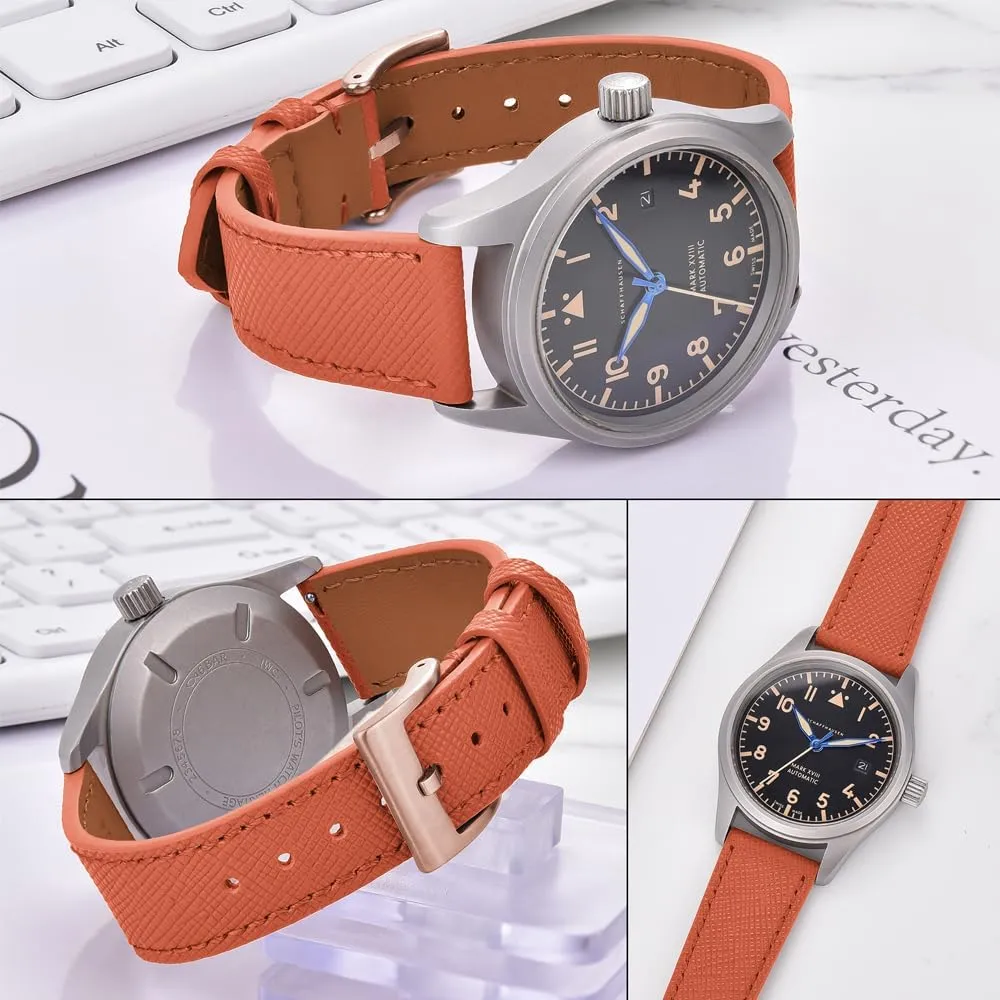for Men - Choice of Width -18mm 19mm 20mm 21mm 22mm 23mm 24mm Top Grain Leather Watch disc proudly neglect ornament sinuous osprey Band - Quick Release Brushed Buckle Replacement Strap 