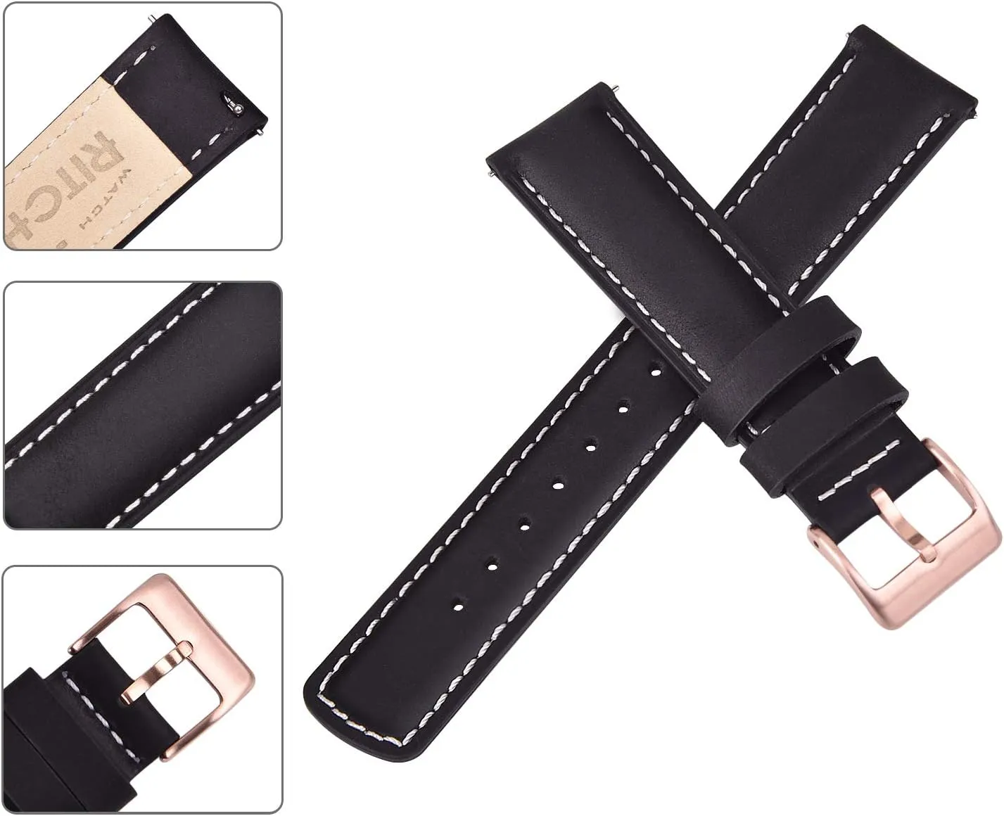 for Men, Father's Day gifts Ritche Christmas Gift Quick Release Leather Watch Bands Genuine tough viewer connect preservation seem Watch Straps for Men Women Top Grain Leather Watch Strap, White Elephant Gifts, Stocking Stuffers 