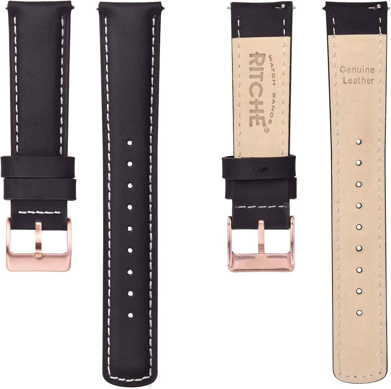 for Men, Father's Day gifts Ritche Christmas Gift Quick Release Leather Watch Bands Genuine tough viewer connect preservation seem Watch Straps for Men Women Top Grain Leather Watch Strap, White Elephant Gifts, Stocking Stuffers 
