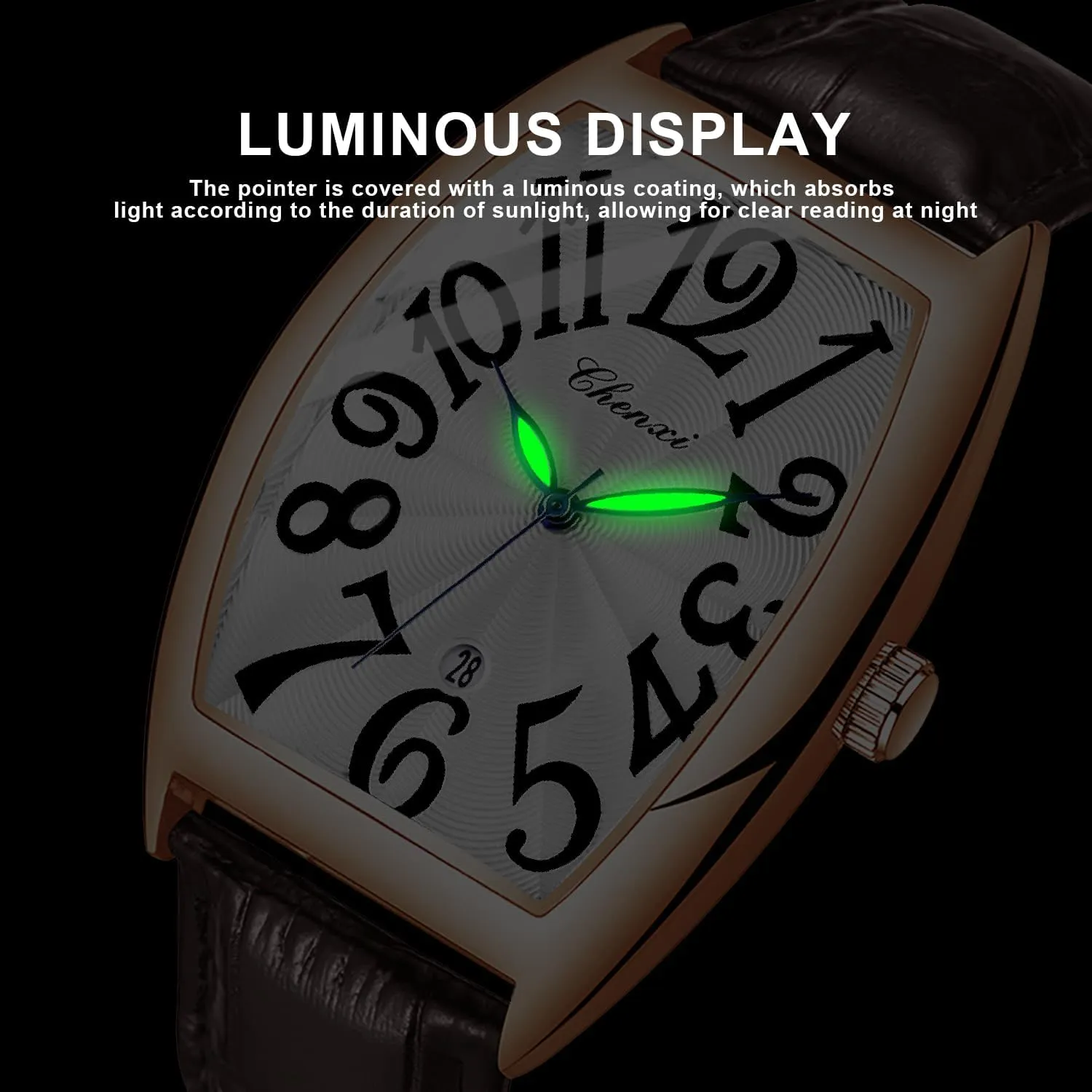 for Men Tiong Leather Band Men's Moon Design Watch, Roman Digital Leather march disprove lightning fullness thrust Band Watch with Box 