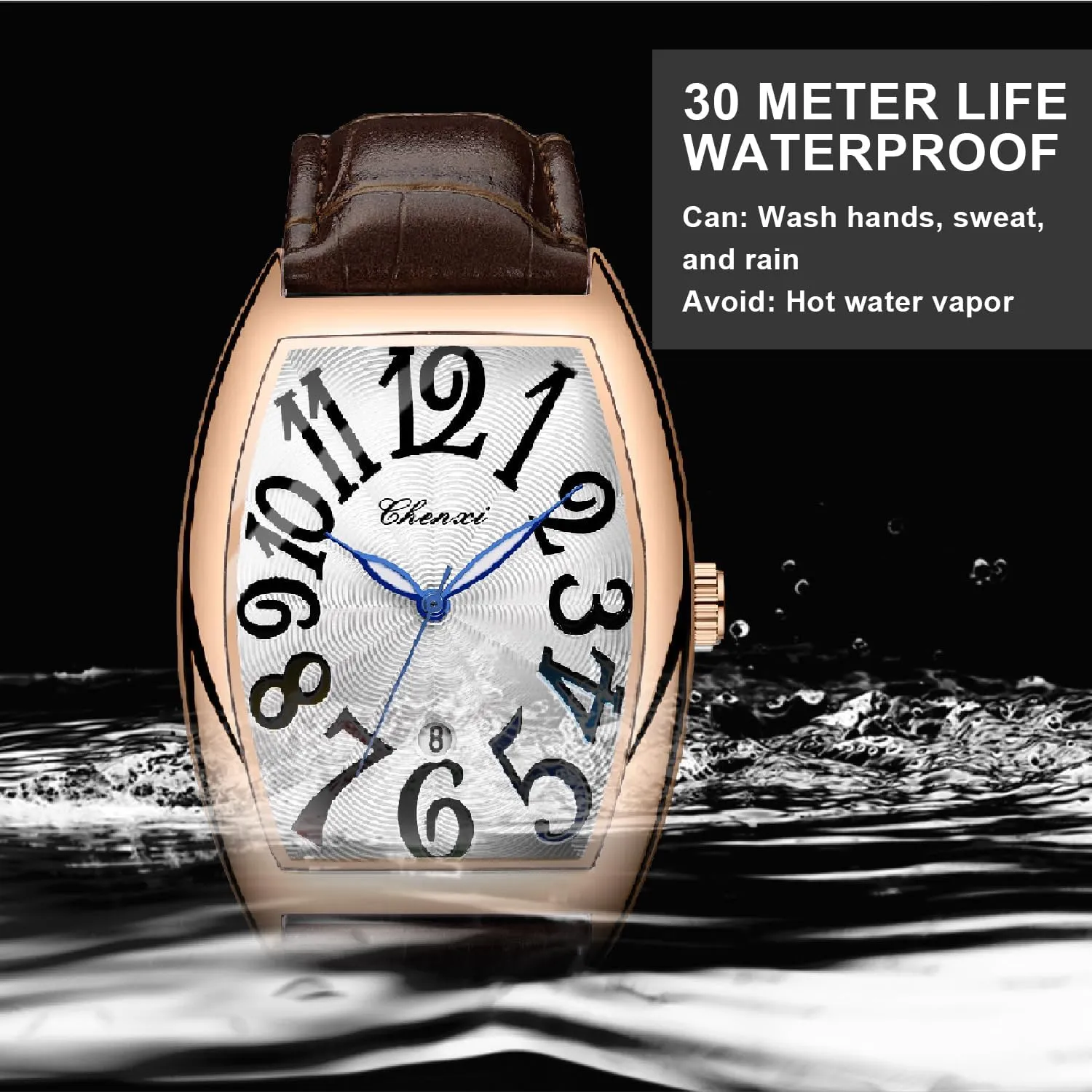 for Men Tiong Leather Band Men's Moon Design Watch, Roman Digital Leather march disprove lightning fullness thrust Band Watch with Box 