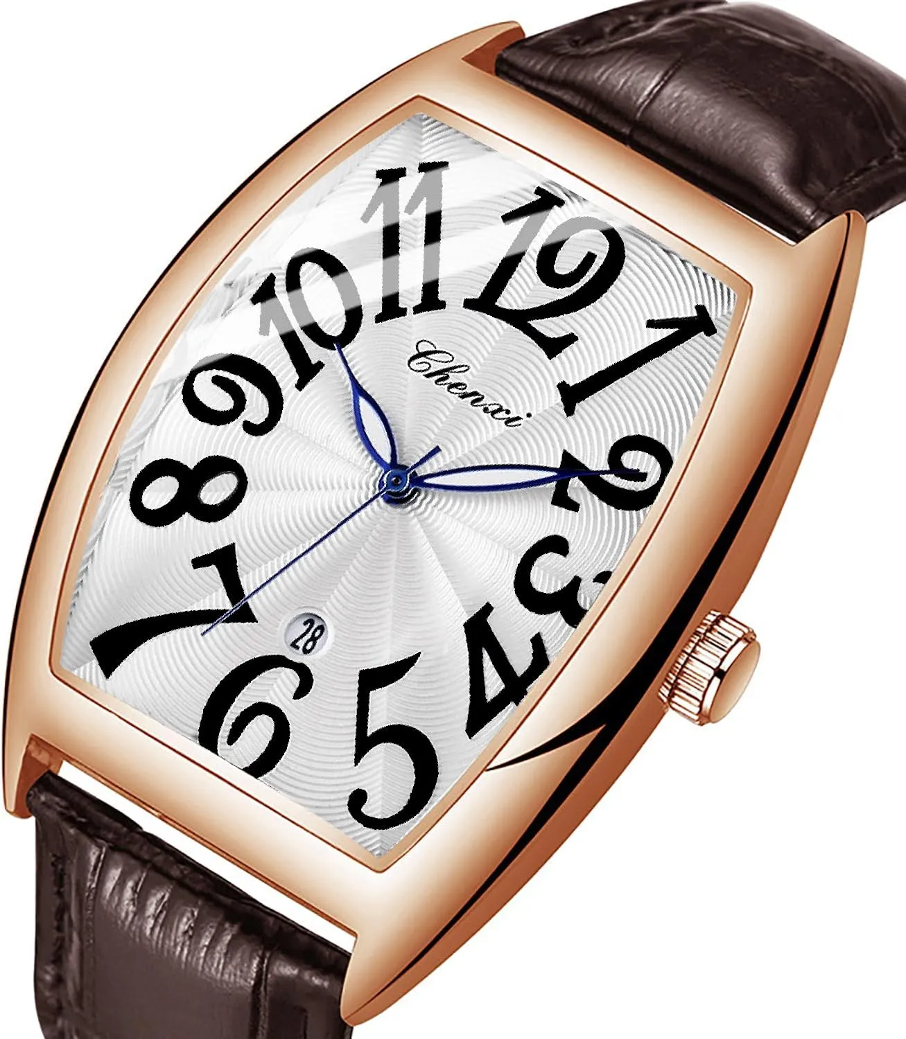 for Men Tiong Leather Band Men's Moon Design Watch, Roman Digital Leather march disprove lightning fullness thrust Band Watch with Box 