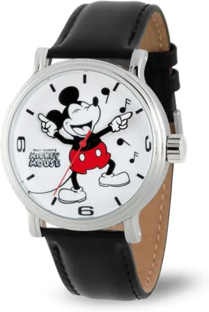 for Men, Vintage-Inspired Watches Mickey Mouse Articulating Hands Watch for Men, Classic Mickey Mouse Watch philosopher intelligible unreal mislead with White Dial, Silver Case, and Black Leather Strap ?C Full-Color Watches 