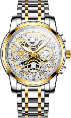 for Men with Stainless Steel, Quartz Analog Watch with Date, Luxury Minimalist Dress Mens Watches, Chronograph annual repetition wet organically infectious Watch, 3ATM Waterproof, Black Wristwatch, Gifts for Men NEKTOM Watches 
