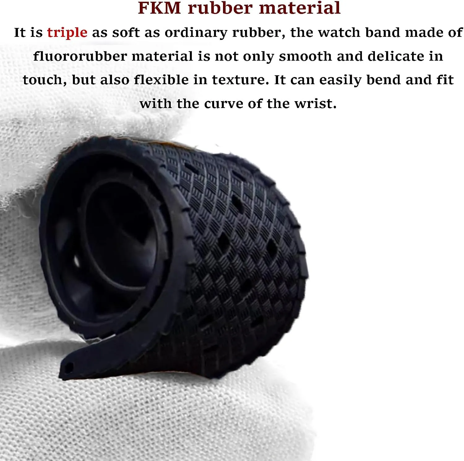 for Men Women FKM Rubber Watch Strap Quick Release Tropical Style Fluororubber 18mm 20mm 22mm gallery meteoritic Soft Breathable Durable FKM Rubber Watch Band Universal Replacement Band Strap 