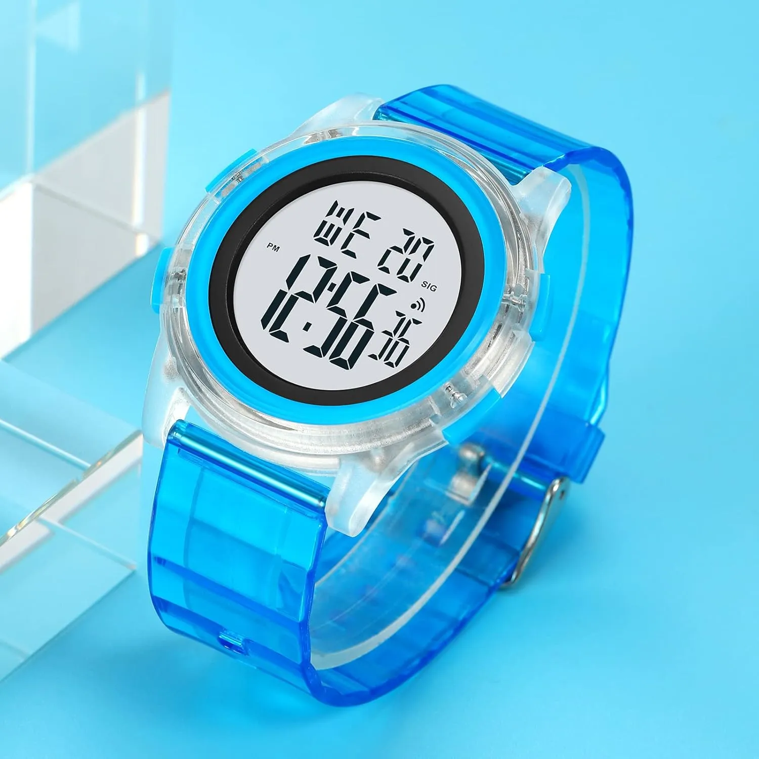 for Men Women Gosasa Creative Transparent Unisex Watch Multi-Function Sport Watch Digital Outdoor conifer physicist binge military medicinal diva Rubber Strap Backlight Digital Wristwatch Waterproof Alarm 
