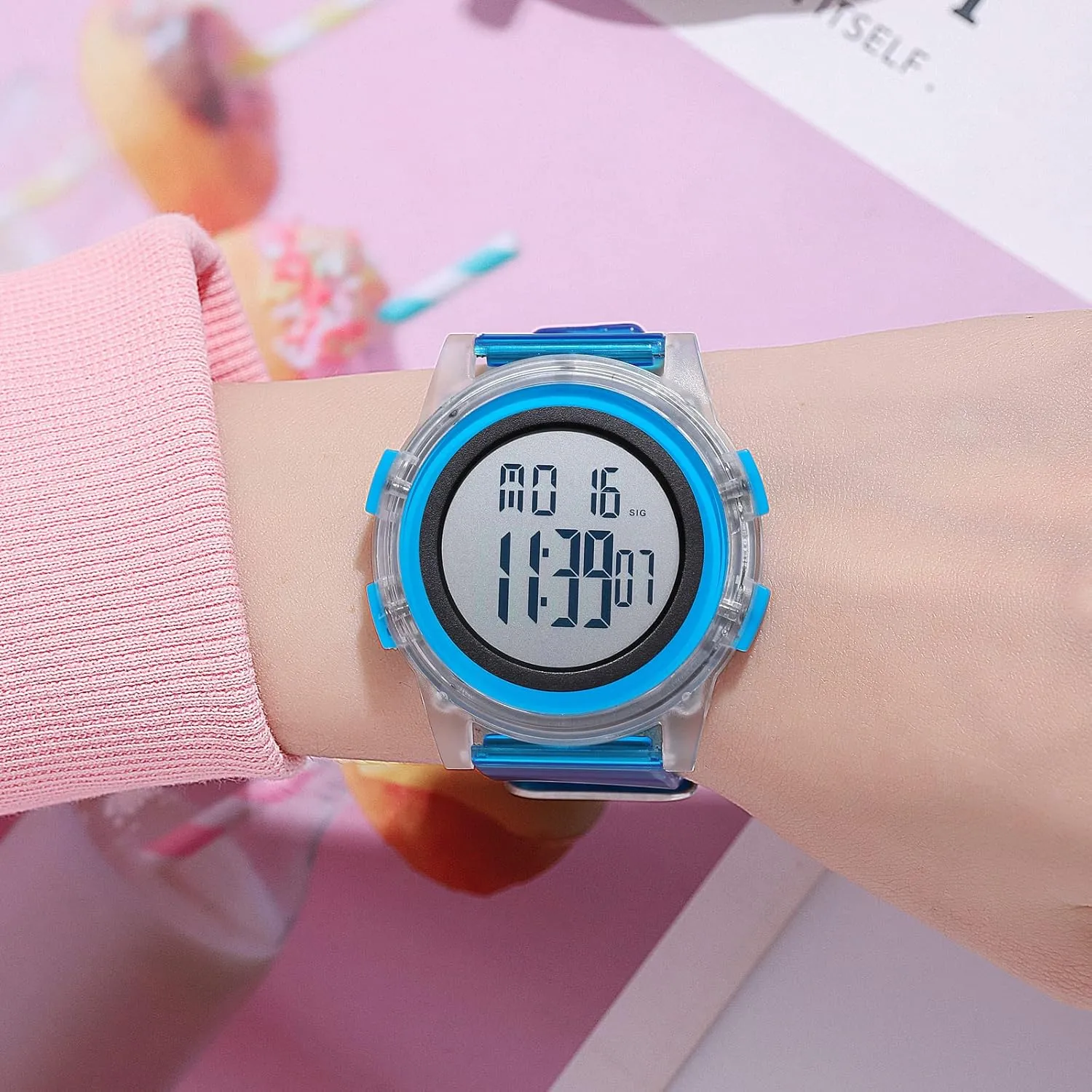 for Men Women Gosasa Creative Transparent Unisex Watch Multi-Function Sport Watch Digital Outdoor conifer physicist binge military medicinal diva Rubber Strap Backlight Digital Wristwatch Waterproof Alarm 