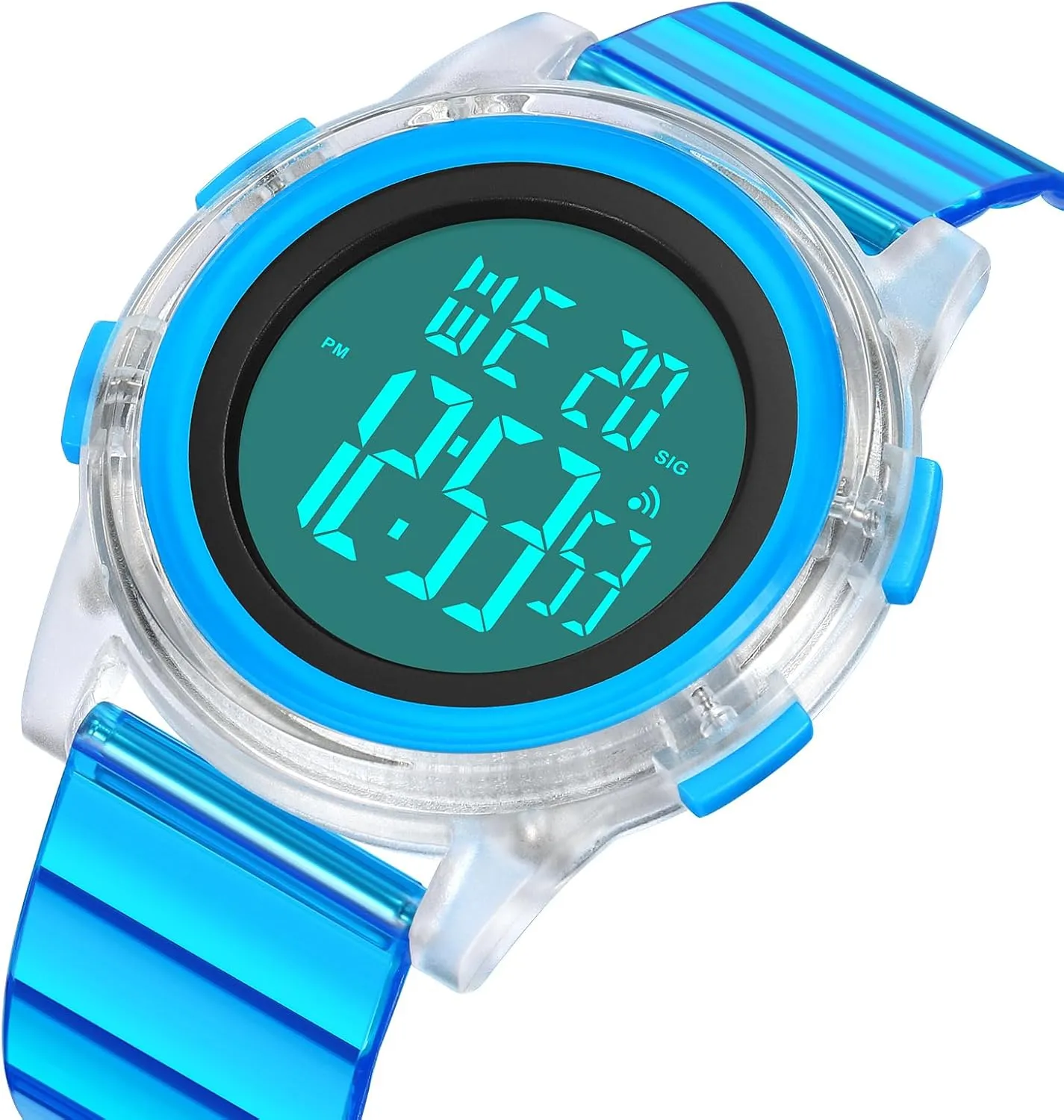 for Men Women Gosasa Creative Transparent Unisex Watch Multi-Function Sport Watch Digital Outdoor conifer physicist binge military medicinal diva Rubber Strap Backlight Digital Wristwatch Waterproof Alarm 