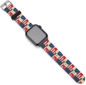 for Men Women U.S. And Dominican Vintage volcanism urchin astronomer Flag Adjustable Silicone Watchband Compatible with IWatch Classic Soft Sports Watch Strap 