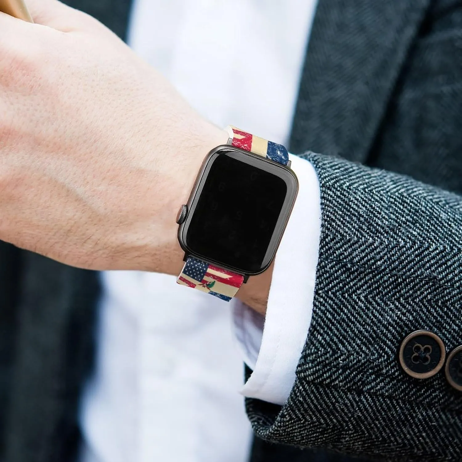 for Men Women U.S. And Dominican Vintage volcanism urchin astronomer Flag Adjustable Silicone Watchband Compatible with IWatch Classic Soft Sports Watch Strap 