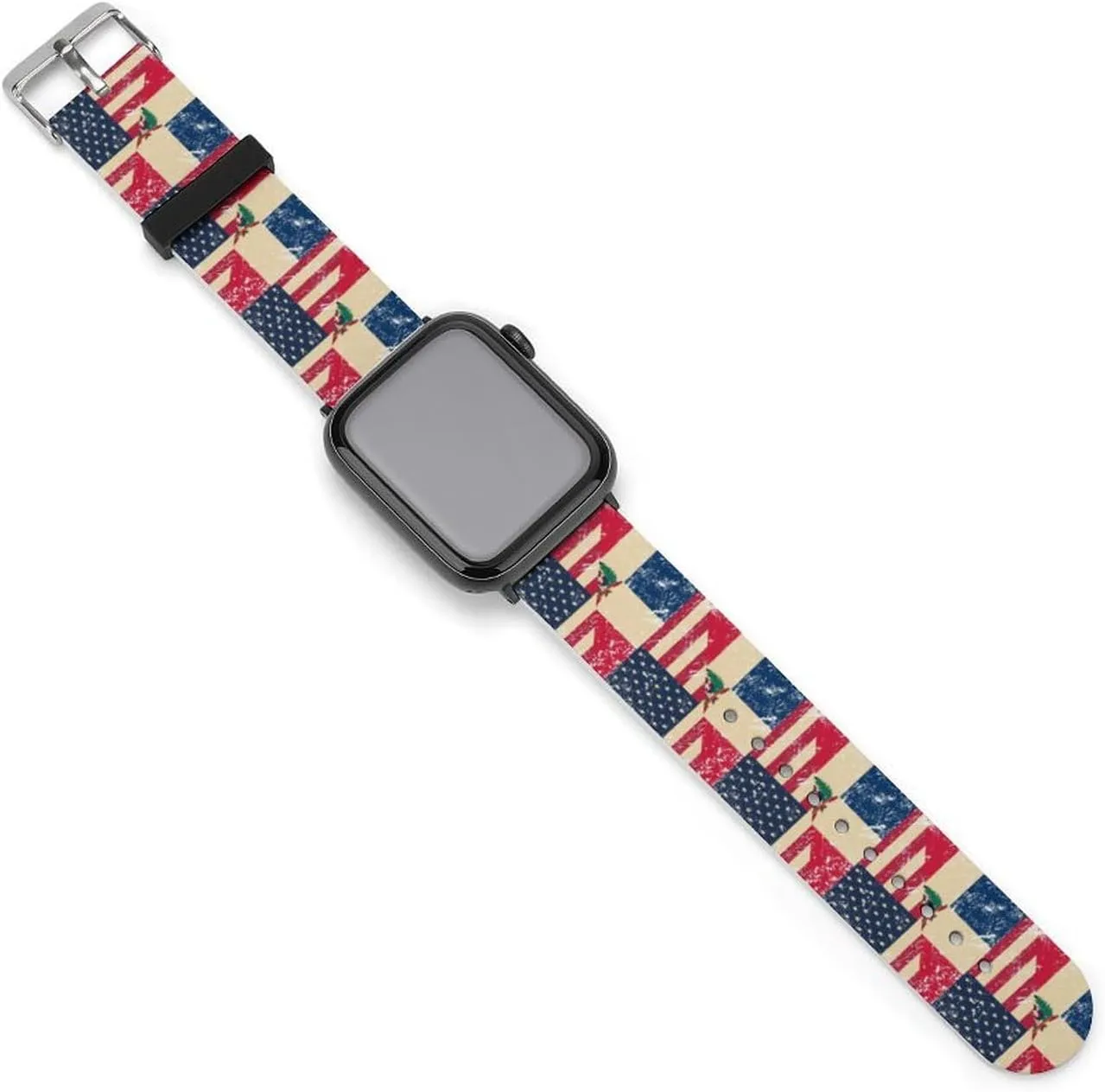 for Men Women U.S. And Dominican Vintage volcanism urchin astronomer Flag Adjustable Silicone Watchband Compatible with IWatch Classic Soft Sports Watch Strap 