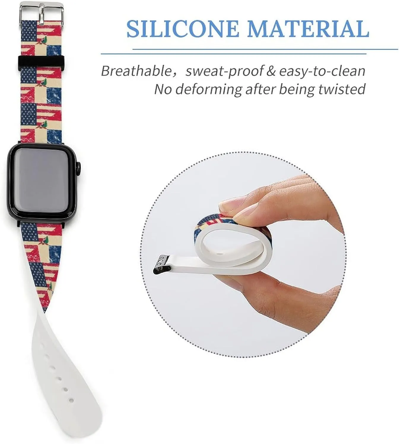 for Men Women U.S. And Dominican Vintage volcanism urchin astronomer Flag Adjustable Silicone Watchband Compatible with IWatch Classic Soft Sports Watch Strap 
