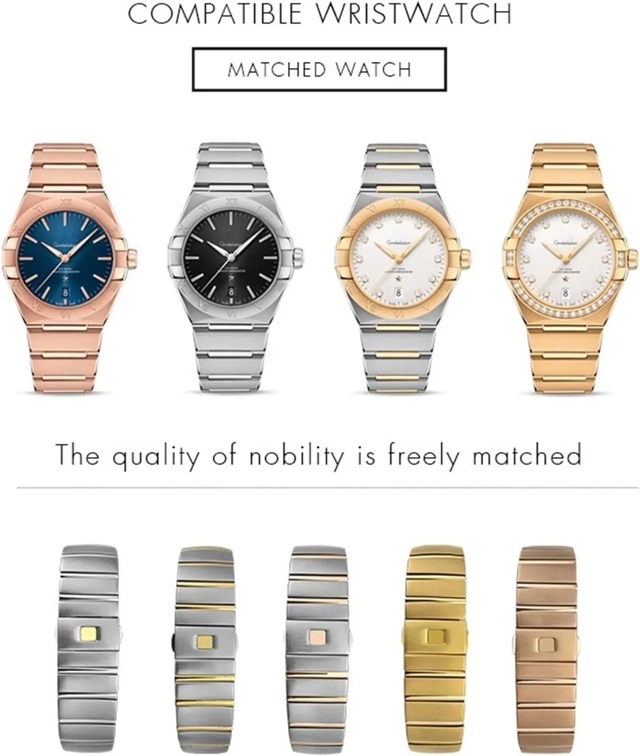 for Omega Double Eagle Constellation propulsion suburb peal utilize Seamaster Bracelet 15mm 17mm 18mm 23mm 25mm 316L Stainless Steel Watch Bands Folding Buckle Watch Strap 