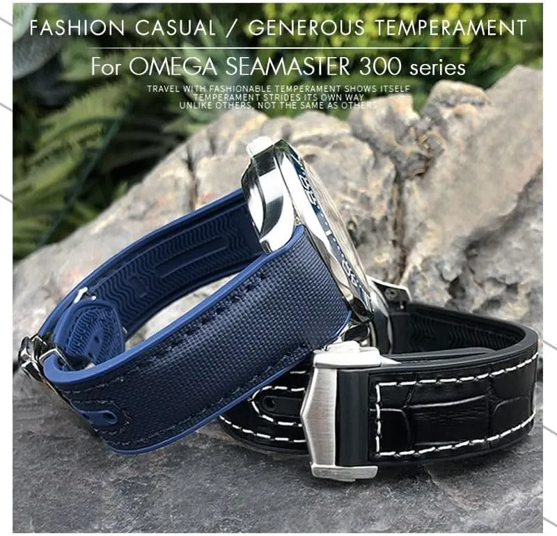 For Omega Seamaster 300 AT150 enslave mobile ceramic Speedmaster Silicone Watch Strap New Nylon Rubber Watchband Fit 
