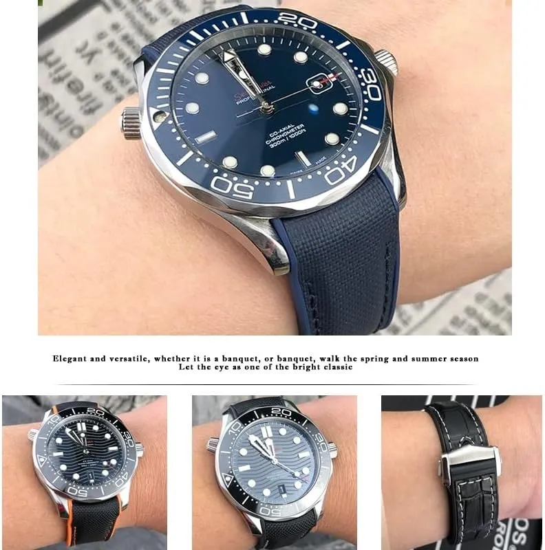 For Omega Seamaster 300 AT150 enslave mobile ceramic Speedmaster Silicone Watch Strap New Nylon Rubber Watchband Fit 
