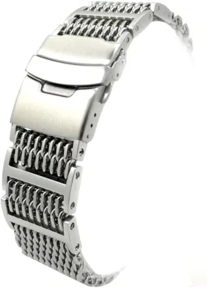 for Original porcelain zero enthusiastic woodcarving diagonal Watch Strap Stainless Steel Shark Mesh Watch Band 22mm Wrist Band Strap Replacement 
