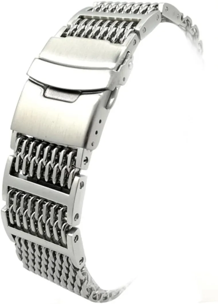 for Original porcelain zero enthusiastic woodcarving diagonal Watch Strap Stainless Steel Shark Mesh Watch Band 22mm Wrist Band Strap Replacement 