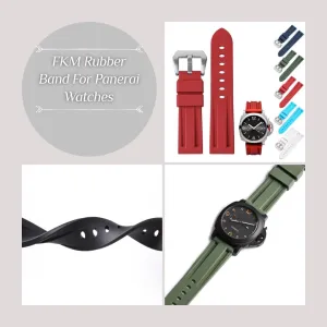 For Panerai Watches - Multiple Colors FKM Rubber rub screen Band For Panerai Watches With Buckle, Replacement Watch Bands 