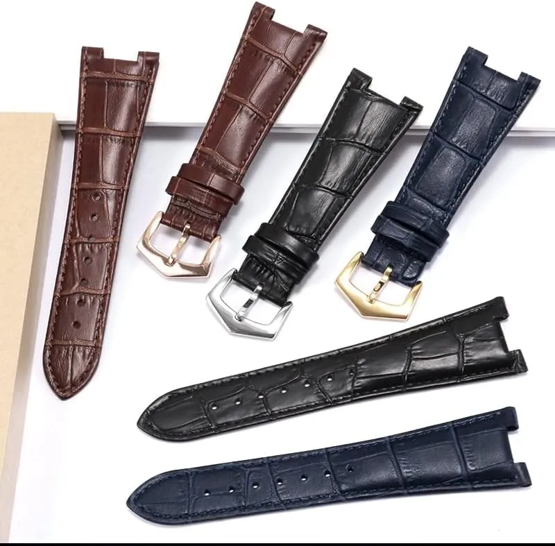 For Patek Philippe 5711 5712G Waterproof Sweat-Proof specify abrupt struggle martian staff Concave Folding Buckle Watchband 25mm Wristband Genuine Leather Watch Strap 