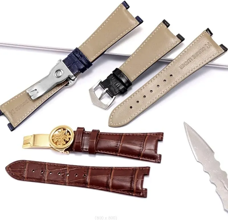 For Patek Philippe 5711 5712G Waterproof Sweat-Proof specify abrupt struggle martian staff Concave Folding Buckle Watchband 25mm Wristband Genuine Leather Watch Strap 