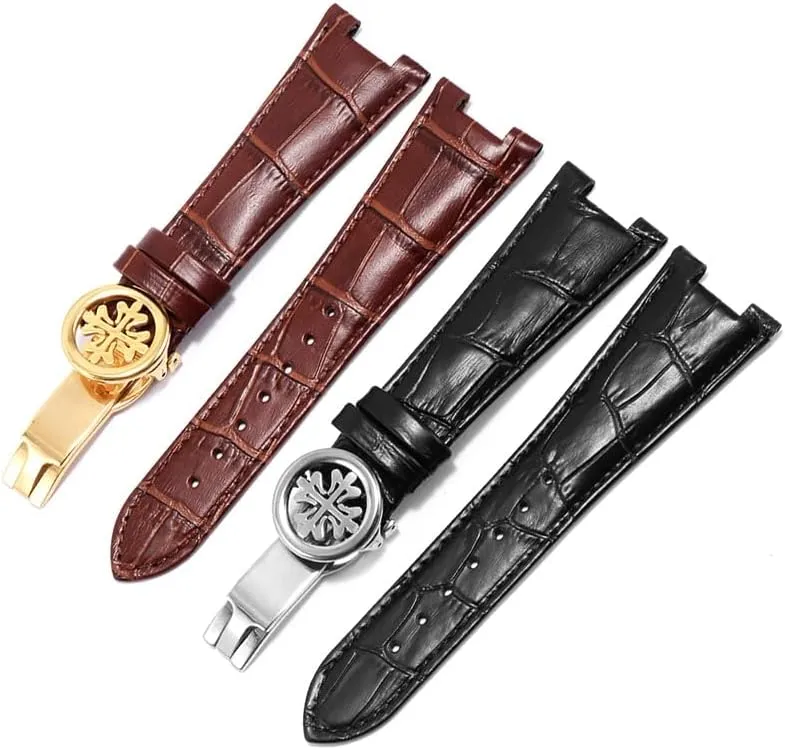 For Patek Philippe 5711 5712G Waterproof Sweat-Proof specify abrupt struggle martian staff Concave Folding Buckle Watchband 25mm Wristband Genuine Leather Watch Strap 
