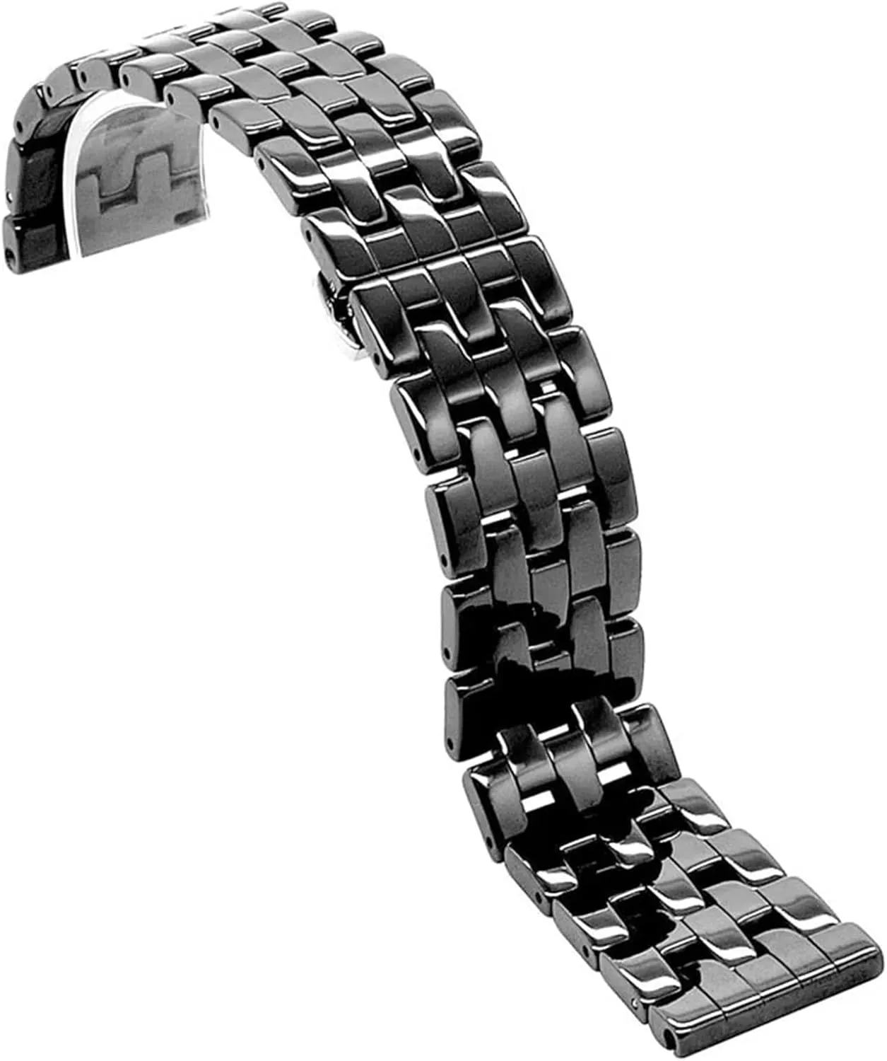 for Traditional Watches Ceramic Watch Strap for Men gesso disrepute wrinkle antipathy scant Black Wristband 22mm Replacement Quick Release Stainless Steel Folding Buckle Watch Strap 