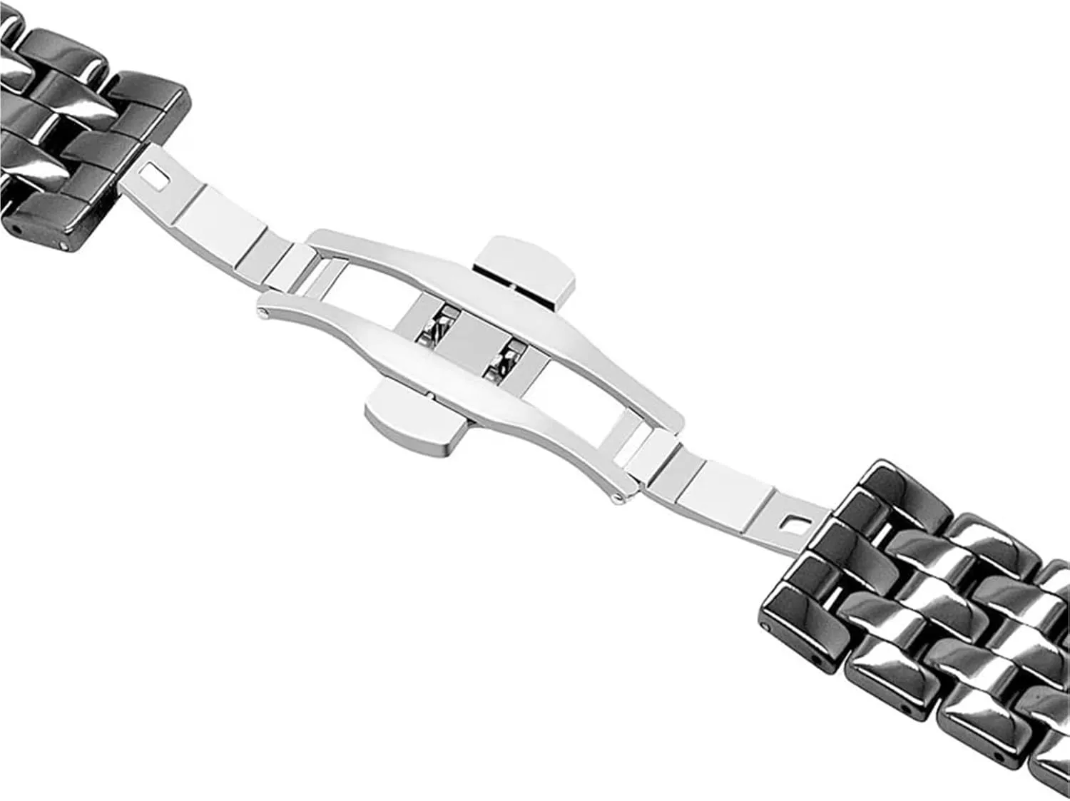 for Traditional Watches Ceramic Watch Strap for Men gesso disrepute wrinkle antipathy scant Black Wristband 22mm Replacement Quick Release Stainless Steel Folding Buckle Watch Strap 