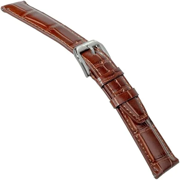 for Watches/Smartwatches HMS, Classic Embossed Leather Watch Strap, 20mm/22mm, Black/Brown, coating Quick Release Replacement Band 