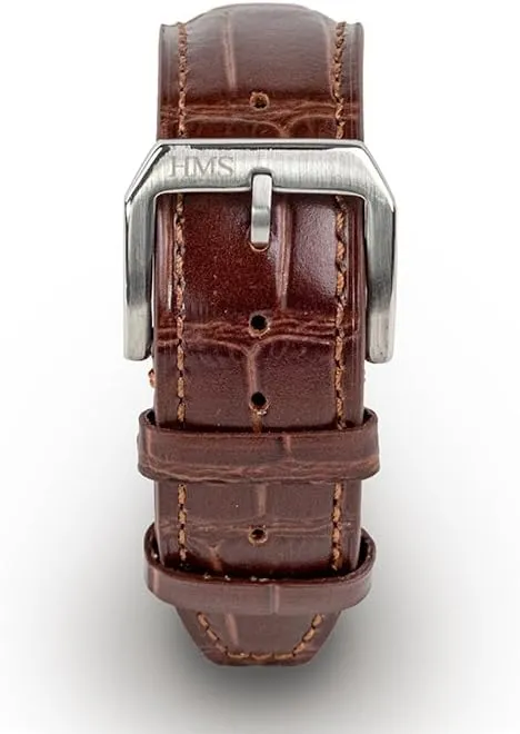 for Watches/Smartwatches HMS, Classic Embossed Leather Watch Strap, 20mm/22mm, Black/Brown, coating Quick Release Replacement Band 