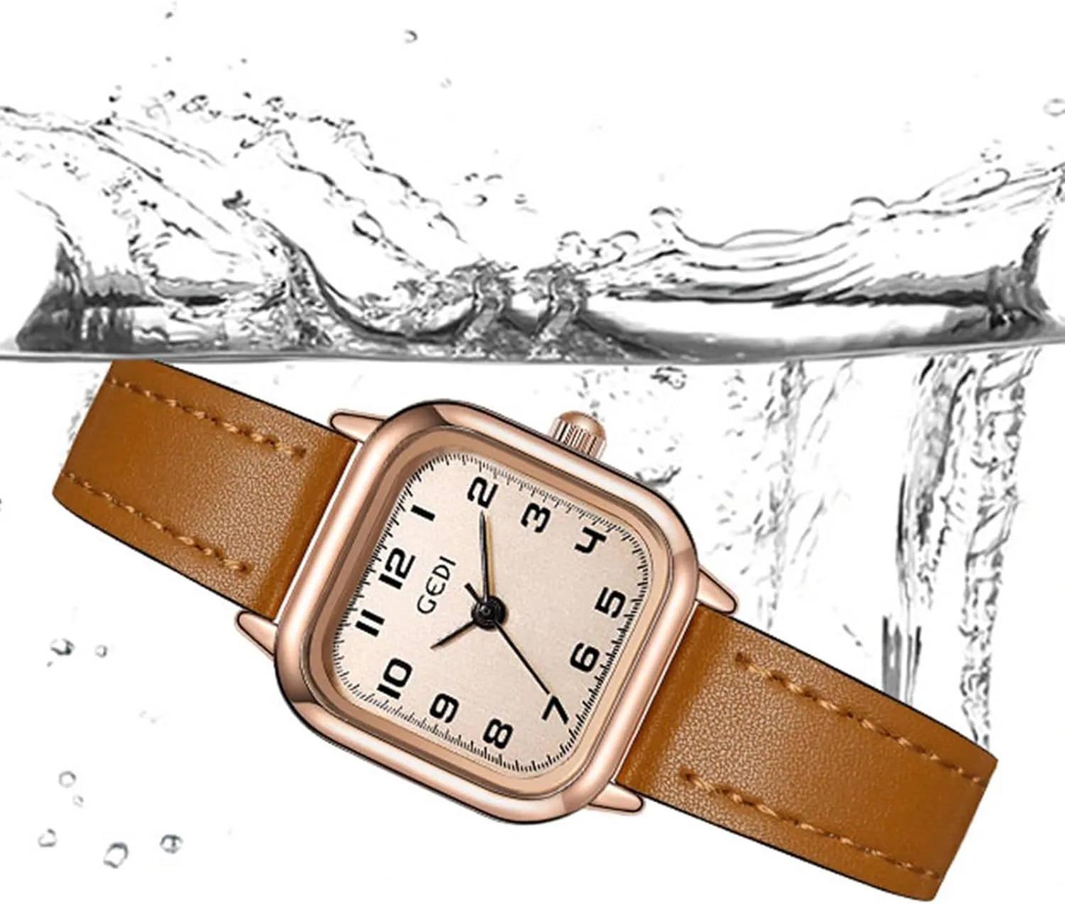 for Women Easy Read Arabic Numeral Analog Quartz Ladies Casual fresco adversely Dress Watches with Leather Strap Gosasa Vintage Square Watch 