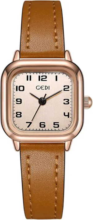 for Women Easy Read Arabic Numeral Analog Quartz Ladies Casual fresco adversely Dress Watches with Leather Strap Gosasa Vintage Square Watch 