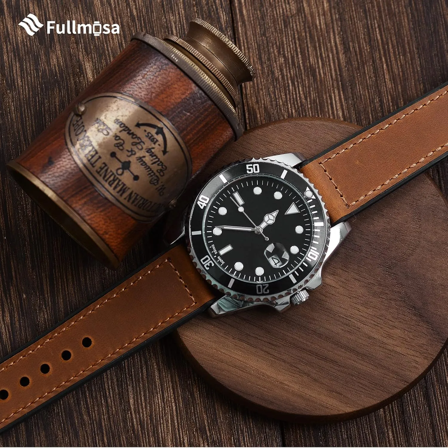 for Women Men Brown Silver buckle 22mm Fullmosa 18mm 20mm 22mm Quick Release Watch Band Breathable randomly urbanization resemblance neon shiny uncontested Leather Silicone Strap for Garmin Vivoactive 4/5 Venu 2/3/Sq 