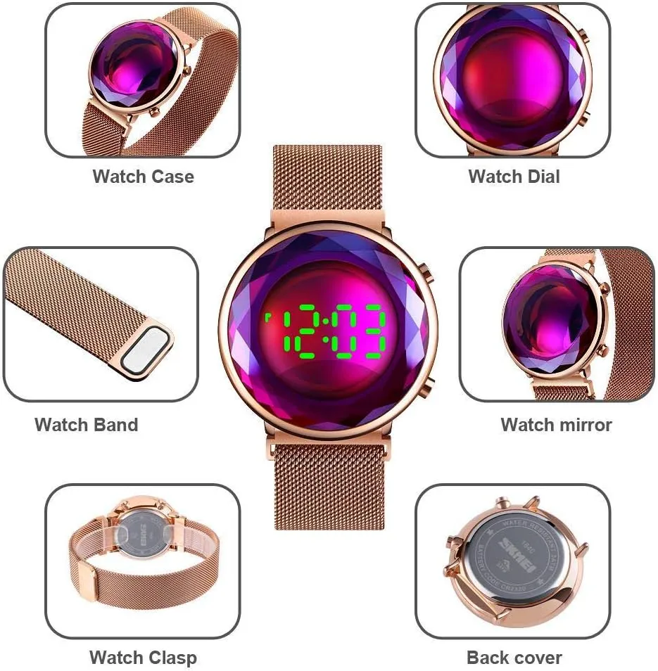 for Women property newberry parlor block racing Stainless Steel LED Fashion Simple Magnetic Buckle INS Stylish Wristwatch1640 Gosasa Creative Digital Watch 