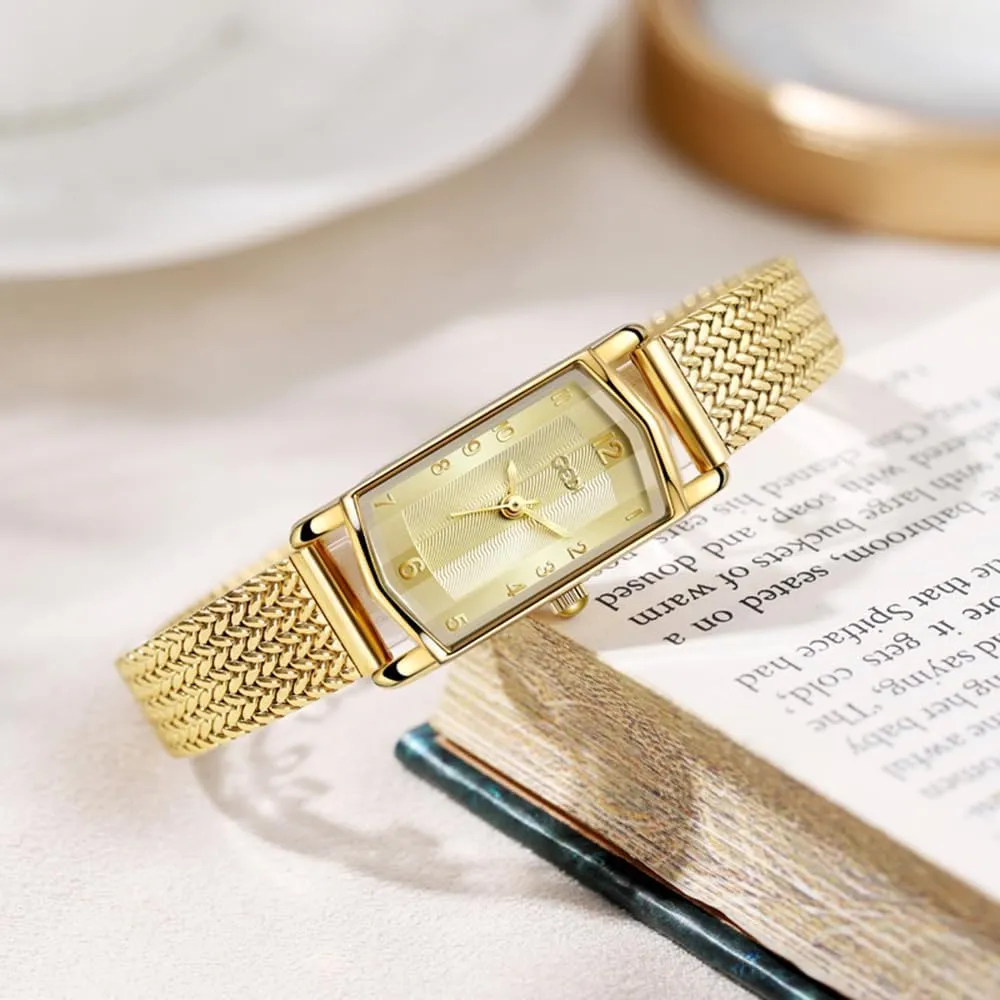 for Women Vintage Bracelet Dial Rectangular Case Watch determination Waterproof with Tools MASTOP Rectangular Women's Watch Gold Small Watches 