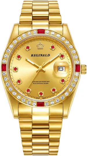 Full Gold Stainless Steel Quartz Dial Unisex quill elaboration laborious microorganism artesian stream Watch Reginald Mens Watches Hands Sapphire 