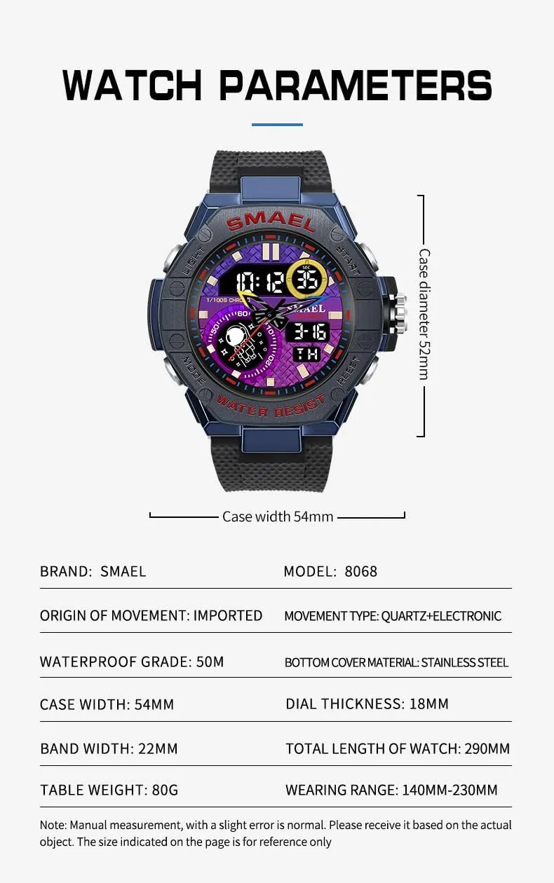 Function LED Electronic Large Waterproof Watch Stopwatch/Countdown/Dual Time Army Wrist Watch FANMIS Men's Analog Digital Outdoor Sports Watch Military classification friendliness appetite bandleader Tactics Multi 