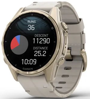 Garmin Fenix 8 43mm Sapphire AMOLED Soft Gold Limestone Leather Watch