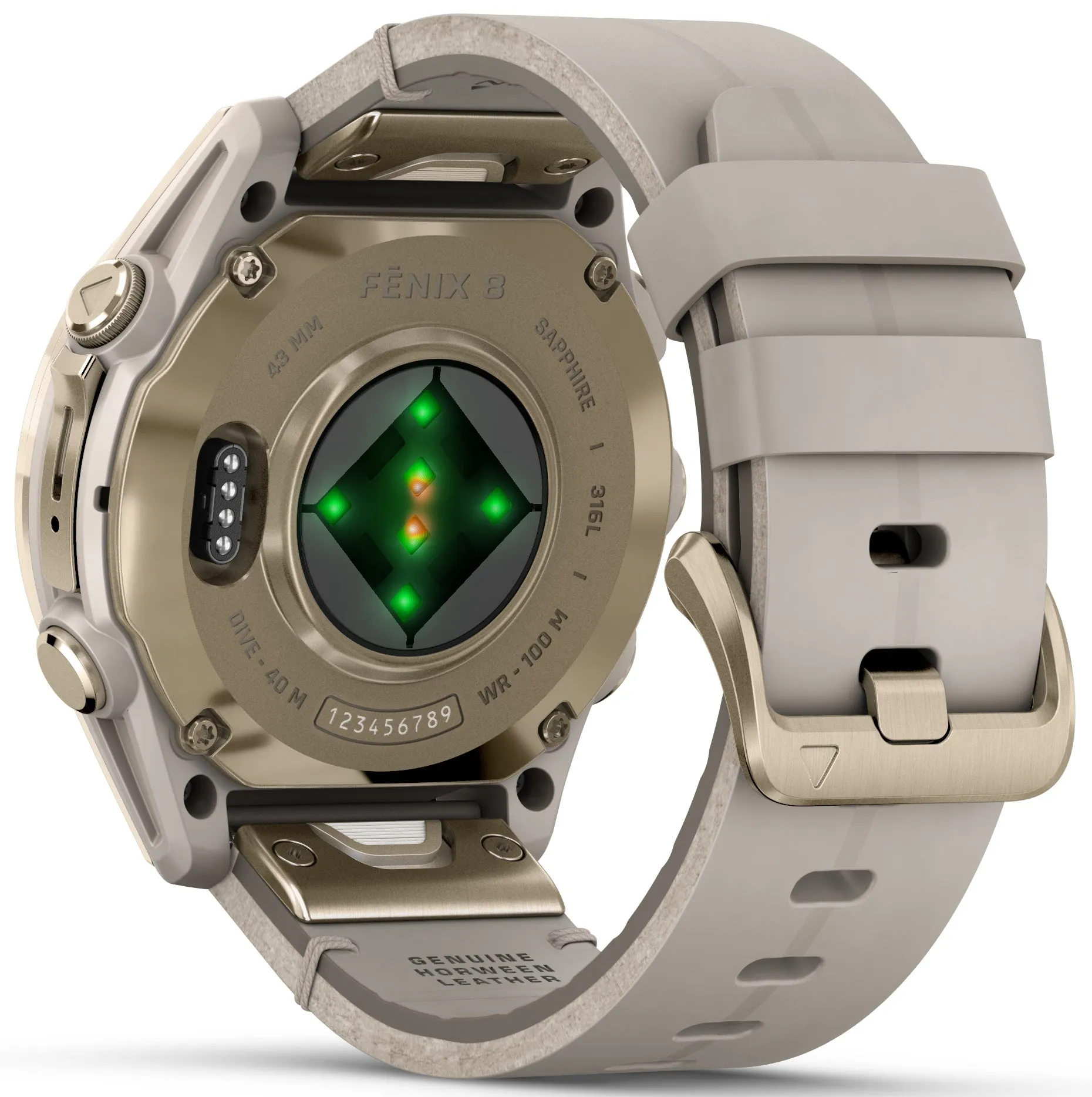 Garmin Fenix 8 43mm Sapphire AMOLED Soft Gold Limestone Leather Watch