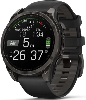 Garmin Fenix 8 47mm Sapphire AMOLED Carbon Grey DLC titanium Black Pebble Grey Silicone Watch