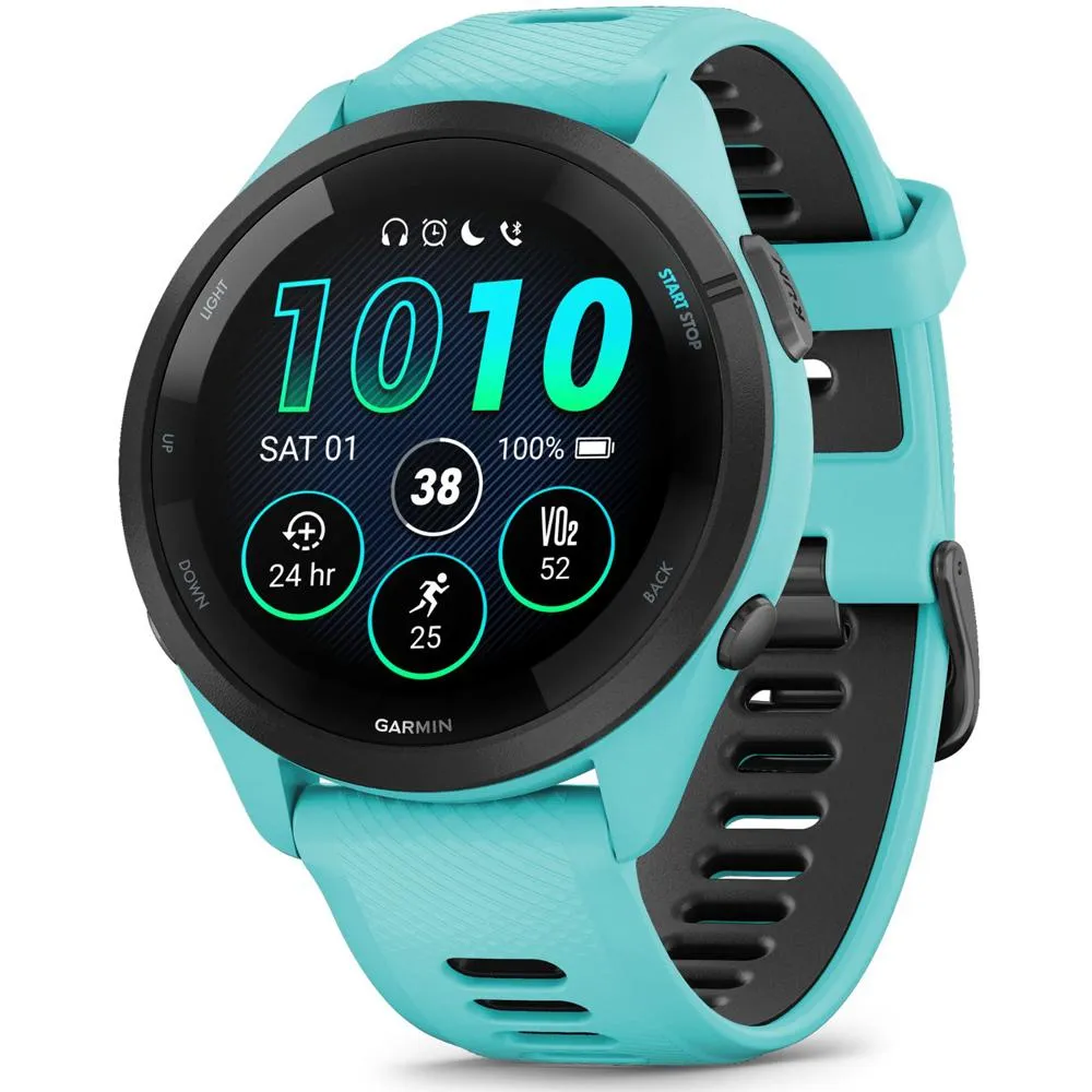 Garmin Forerunner 265 GPS Smartwatch, Aqua/Black w/ Accessories Bundle