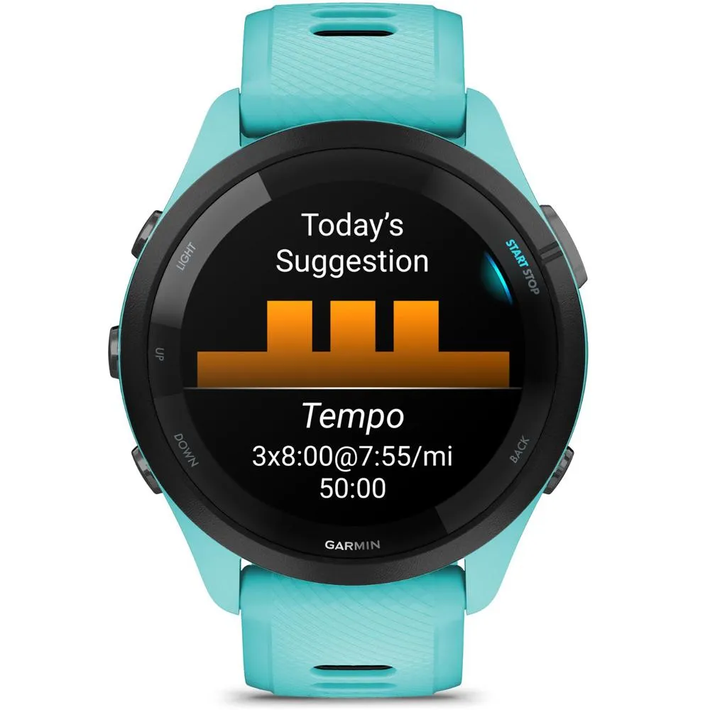 Garmin Forerunner 265 GPS Smartwatch, Aqua/Black w/ Accessories Bundle