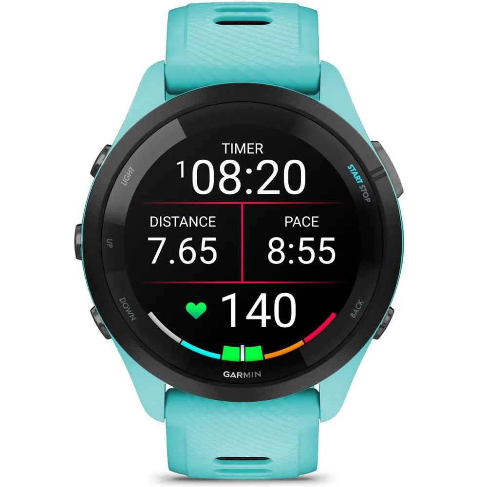 Garmin Forerunner 265 GPS Smartwatch, Aqua/Black w/ Accessories Bundle
