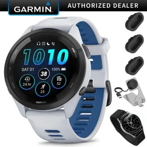 Garmin Forerunner 265 GPS Smartwatch, Tidal Blue   Charging Dock   Protector Bundle