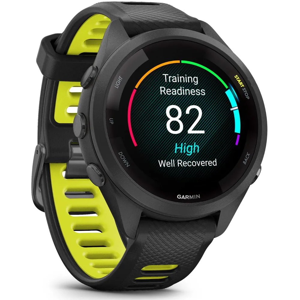 Garmin Forerunner 265S GPS Smartwatch, Black/Amp Yellow w/ Accessories Bundle