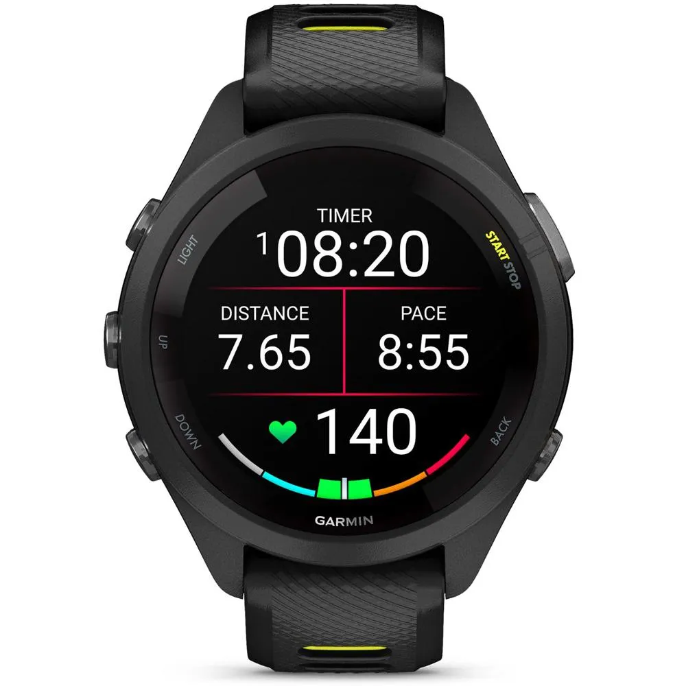 Garmin Forerunner 265S GPS Smartwatch, Black/Amp Yellow w/ Accessories Bundle