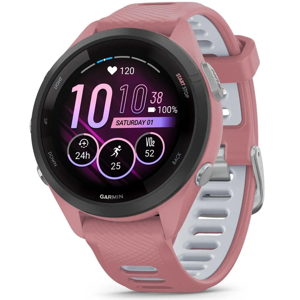 Garmin Forerunner 265S GPS Smartwatch, Light Pink/Whitestone w/ Accessories Bundle