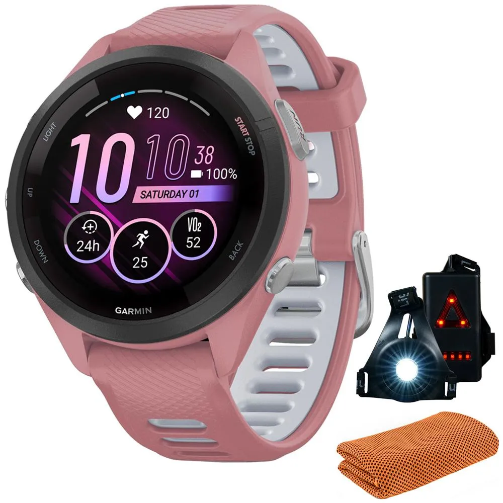 Garmin Forerunner 265S GPS Smartwatch, Light Pink/Whitestone w/ Accessories Bundle