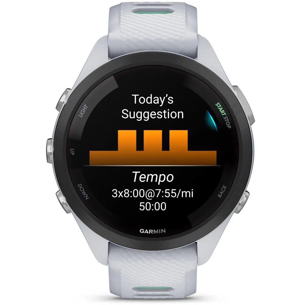 Garmin Forerunner 265S GPS Smartwatch, Whitestone/Neo Tropic w/ Accessories Bundle