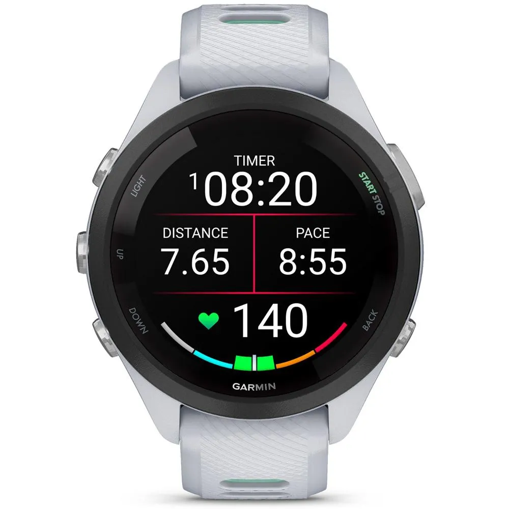 Garmin Forerunner 265S GPS Smartwatch, Whitestone/Neo Tropic w/ Accessories Bundle