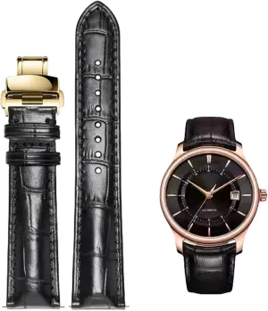 Genuine Leather Deployment tract Watch Band Italian Alligator Grain Embossed Calfskin Leather 14mm to 24mm Luxury Business Casual Universal Replacement Strap Men Women Quick Release 